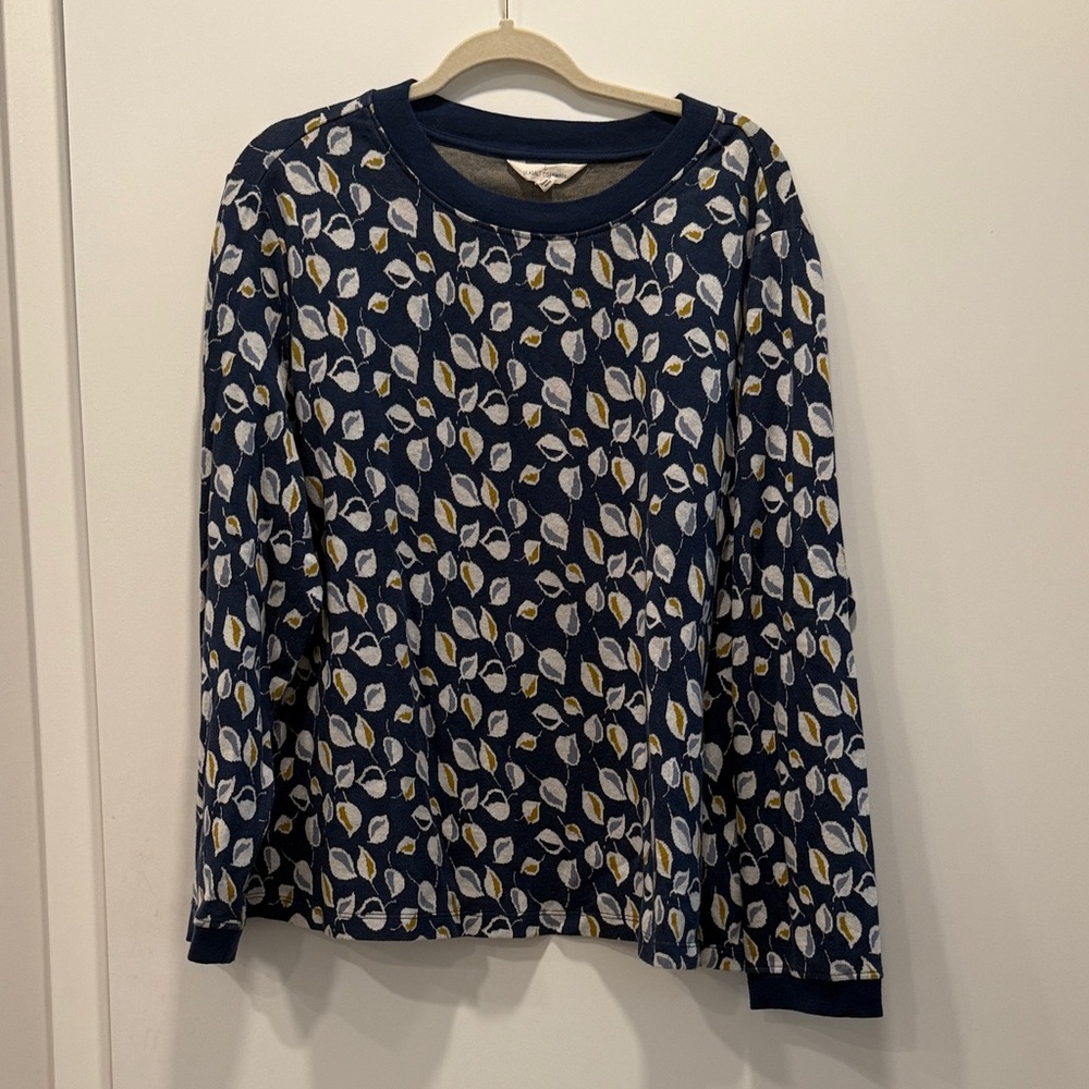 Navy Leaf Print Sweater